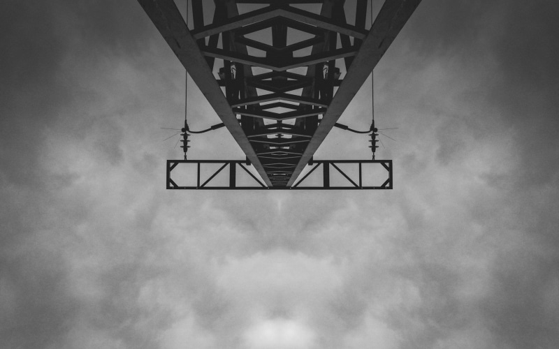 2K, shape, sky, steel, day, outdoors, alloy, no people, architecture, overcast, geometric shape, connection, metal, pattern, tall - high, electricity
