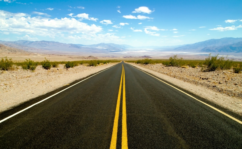 yellow, paint, vanishing point, dividing line, symbol, death, diminishing perspective, landscape, arid climate, Desert, cloud - sky, tranquility, sign