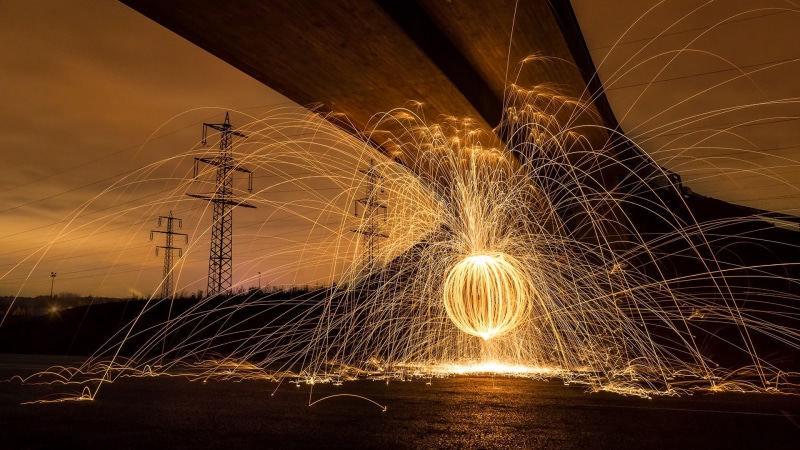 power lines, photography, 1080P, light trail, motion, sepia, blurred motion, glowing, creativity, firework, no people, utility pole, fire, arts culture and entertainment