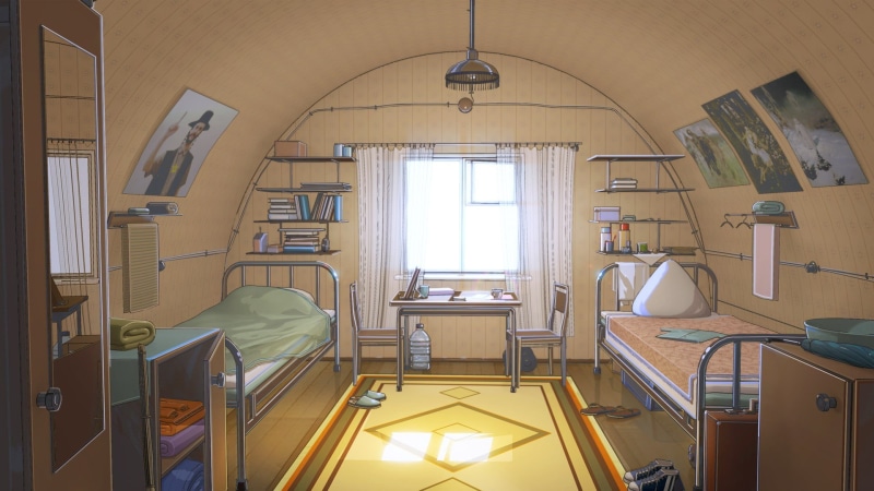 indoors, poster, glass, carpets, arch, framed, bedroom, chair, table, metal, no people, empty, absence, illuminated, top, Everlasting Summer, window, electric lamp