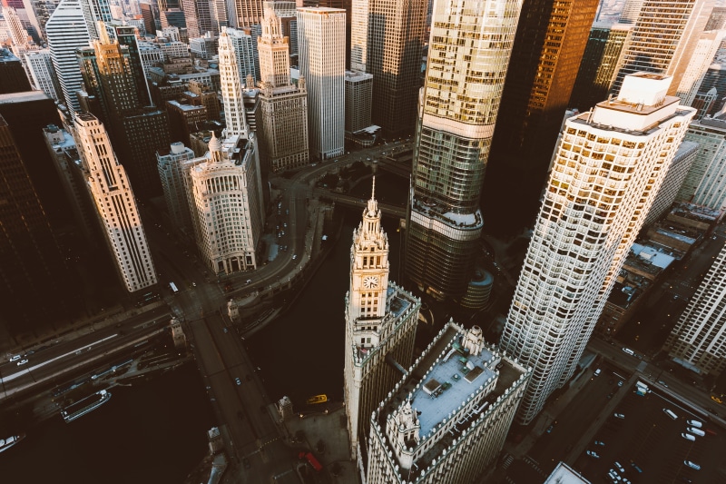 aerial view, business, rise, road, city, high angle view, residential district, office, buildings, building exterior, tallest, 4K, skyline, downtown, architectural design