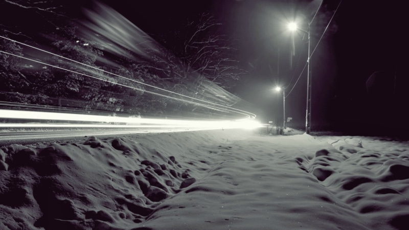frozen, street Light, driving, urban Scene, outdoors, lighting Equipment, christmas, monochrome, car, electric Lamp, illuminated, snow, cold temperature