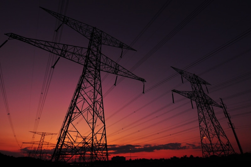 sunset, power lines, 1080P