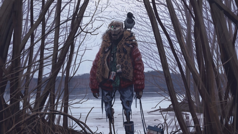 bare tree, branch, disguise, nature, art and craft, no people, mask, 1080P, front view, human representation, low angle view, outdoors, representation