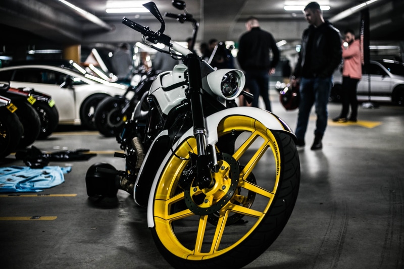 day, vintage, stationary, focus on foreground, motorbike, 4K, retro, travel, harley, leather, steel, people, black, block, road, power, helmet, motor vehicle
