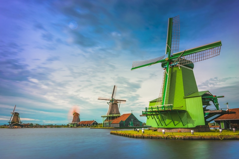 wind Turbine, mill, cultures, netherlands, wind, environment, windmill, famous Place, outdoors, 5K, nature, alternative energy, blue, built structure