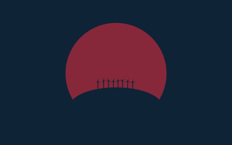 sign, minimalism, turbines, design, silhouette, outdoors, writing, nature, message, design element, night, black background, windmill, sky, wind farm
