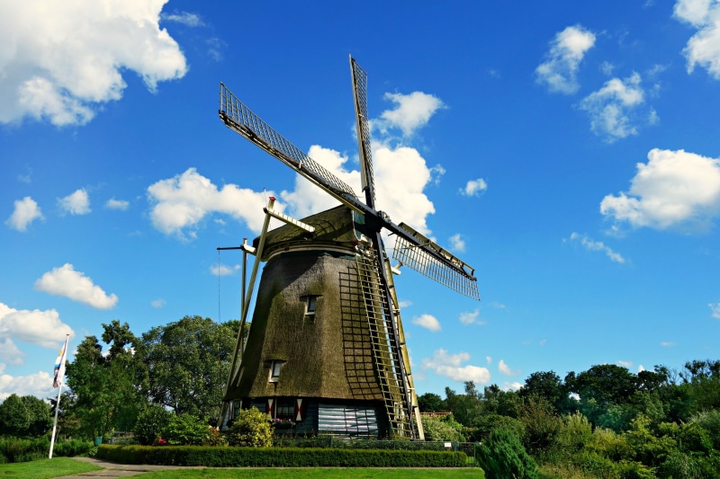sky, netherlands, dutch windmill, no people, brown, traditional windmill, power in nature, landscape, fuel and power generation, windmill, cloud - sky