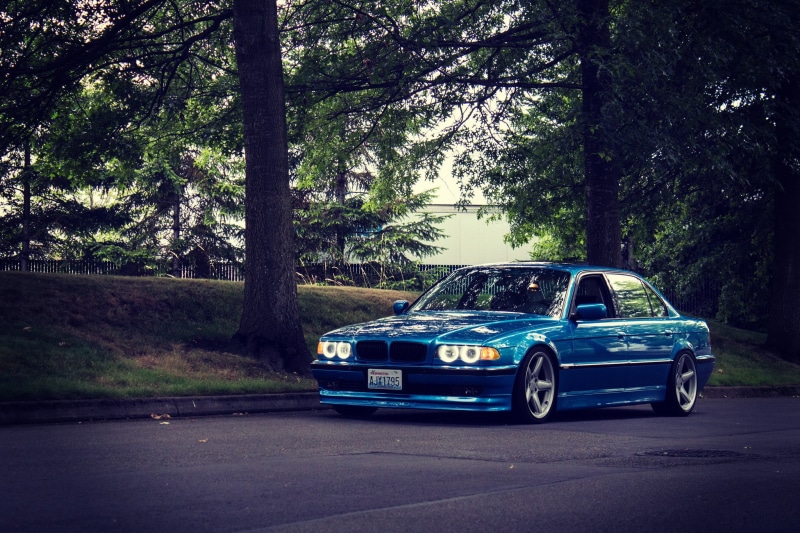 Tuning, 1080P, il, blue, bmw, road, classic, sedan, E38, e, 750il, stance