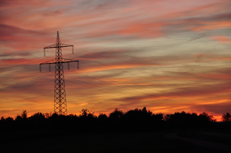 power lines, electricity, silhouette, cloud - sky, power supply, sky, 4K, plant, connection, cable, orange color, sunset, beauty in nature, romantic sky