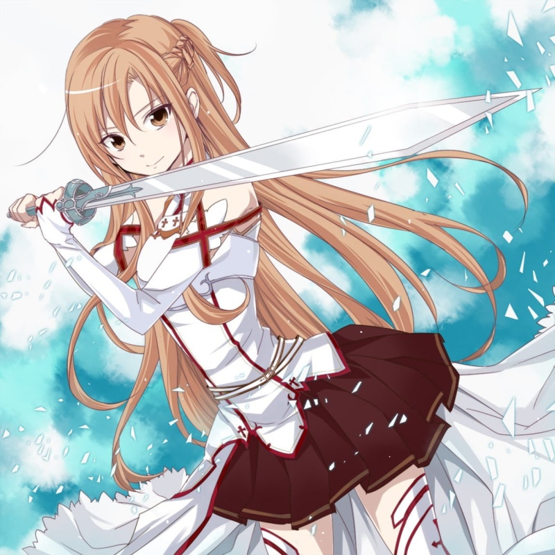 representation, low angle view, digital composite, Yuuki Asuna, video games, anime girls, cloud - sky, nature, electricity, art and craft, blue, Sword Art Online