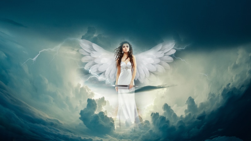 paradise, fantasy, white color, clouds, freedom, angelic, painting, spirit, hairstyle, women, beautiful woman, female, light, spirituality, hair, young adult