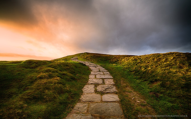 path, road, desired, uk, clouds, grass, landscape, 5K, sky, nature, golden, Stairway To Heaven, mam tor, stone, hdr, grasses, peak district, golden hour