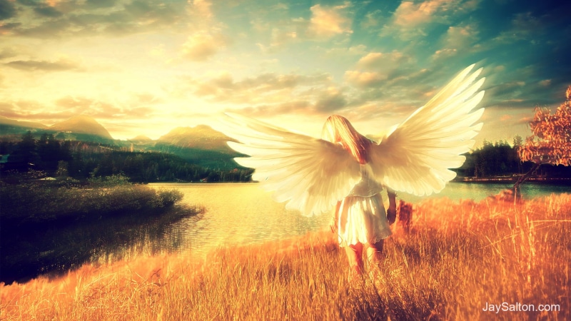 angel, jay salton, Angel Faith, psychonauts, trippy, clouds, sunset, 1080P, fantasy art, Kingdom of Heaven, psychedelic, science fiction, lake, sunrise