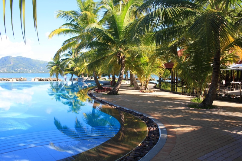 exotic, 2K, peaceful, view, swimming, island, paradise, pool, ocean, palm, islands, beach, tropical, trees