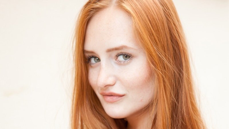 body part, redhead, teenager, human body part, beautiful woman, indoors, hair, beautiful people, long hair, green eyes, looking at camera, freckles, human hair