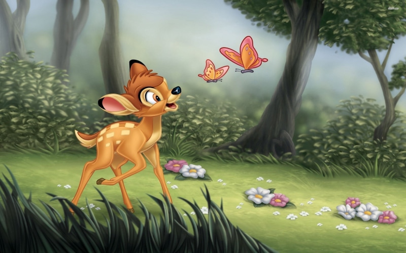 bambi, butterflies, hd, disney, 2K