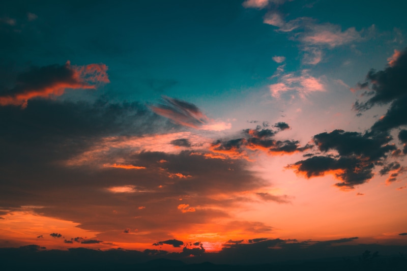 dusk, cloudscape, golden, dark, red, mood, environment, daytime, scenics - nature, silhouette, orange, cloud - sky, sky, skyline, vibrant color, 4K, sunset