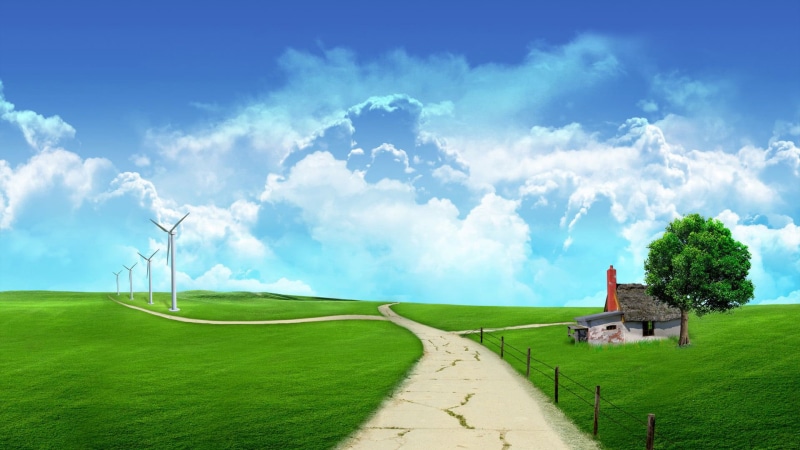 meadow, beauty in nature, no people, season, scenery, country, lawn, highway, horizon, summer, asphalt, building, scenics - nature, plant, 1080P, tree