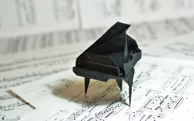 music, paper, Origami, piano, grand, Grand Piano, black, 2K