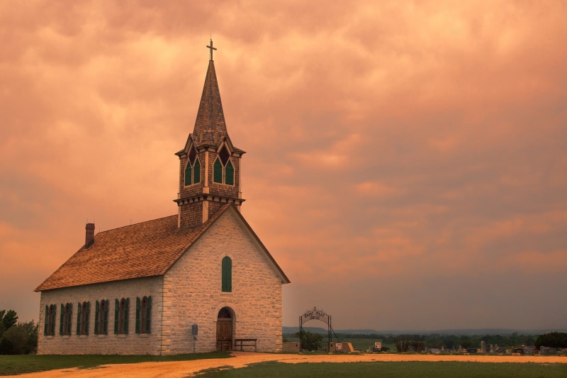 architecture, water, cemetery, sunset, place of worship, brown, 1080P, building exterior, spirituality, sky, painting, belief, tower, religion, history
