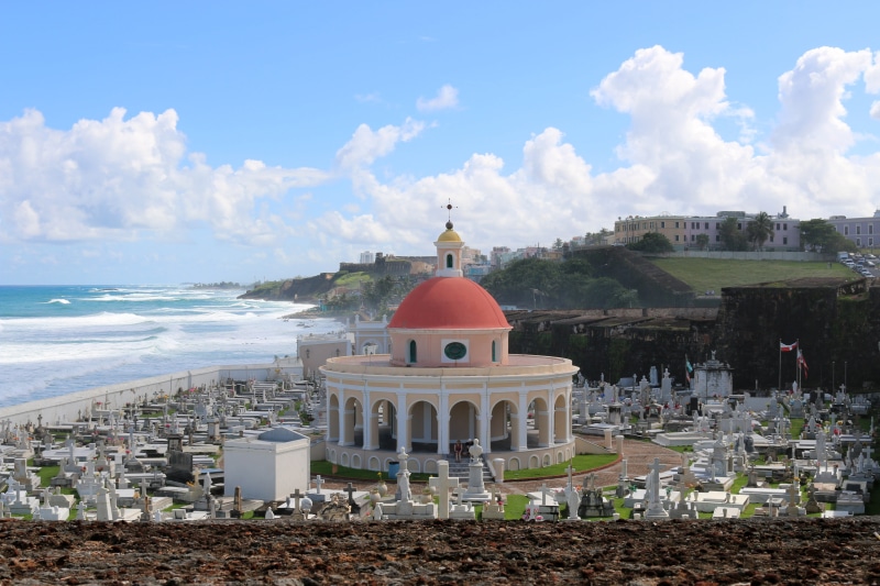 rico, graveyard, religion, coastline, place of worship, dome, juan, travel Destinations, 5K, cloud - sky, san, white color, nature, Puerto Rico, public domain
