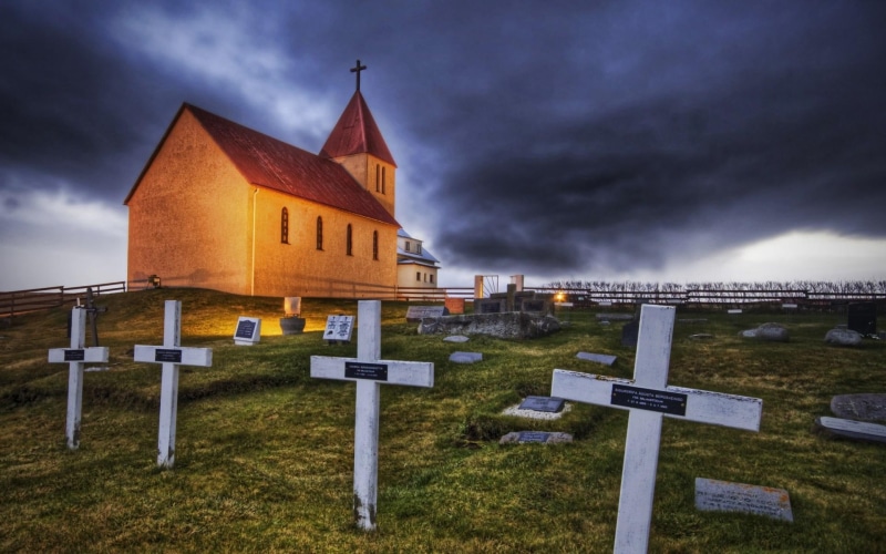 cemetery, animals, cmetery, 1080P, stormy clouds, church, crosses