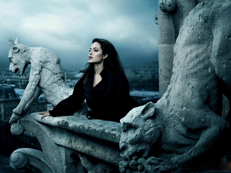 outdoors, beauty, actress, cemetery, tombstone, architecture, art and craft, women, sadness, people, statue, Angelina Jolie, human representation, grave
