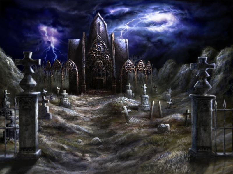 Lightning, Storm, Tombstone, Dark, Night, Graveyard, Cemetery, 720P