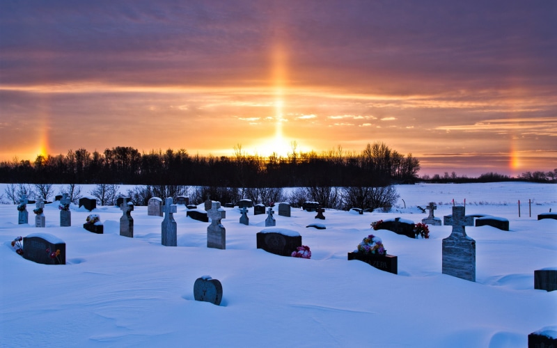 hd, nature, snow, sunset, cemetery, 1080P, tombstones, winter