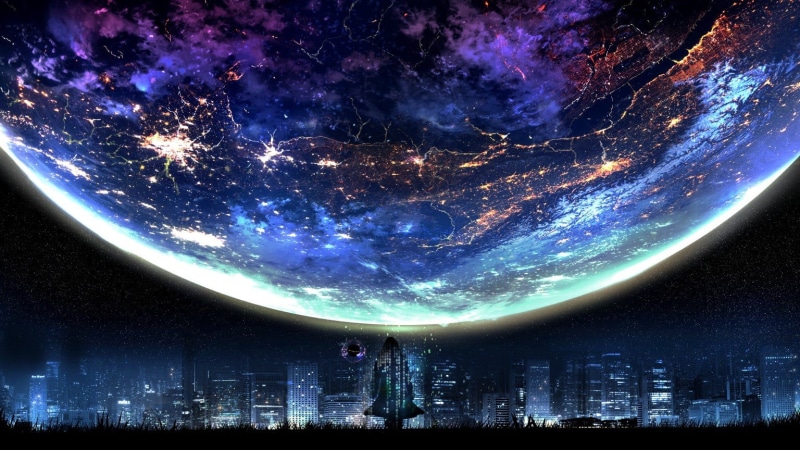 illuminated, beauty in nature, 720P, built structure, planet - space, skyscraper, evangelion, building, architecture, astronomy, star - space