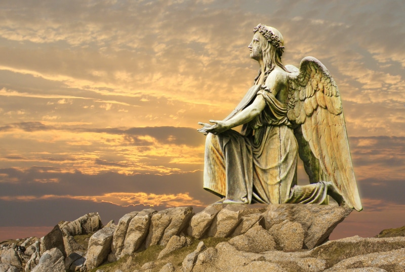 architecture, human representation, male likeness, 4K, nature, light, religion, solid, arts crafts, cloud - sky, sky, creativity, faith, art, stone, figure