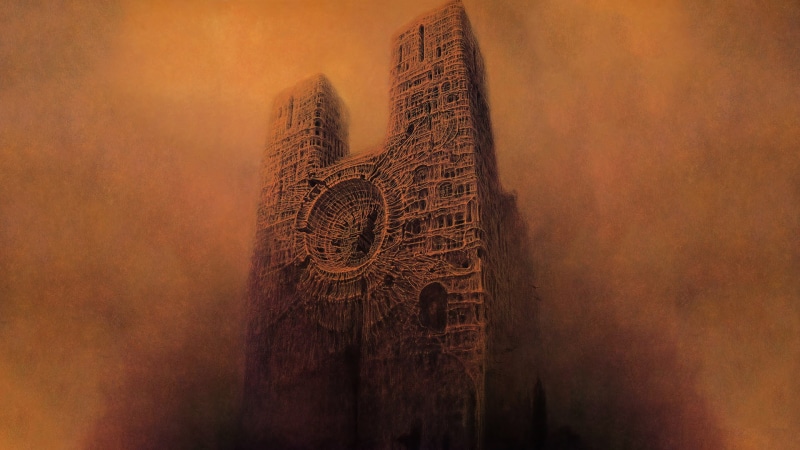 fantastic realism, creepy, painting, surreal, 1080P, Zdzisław Beksiński