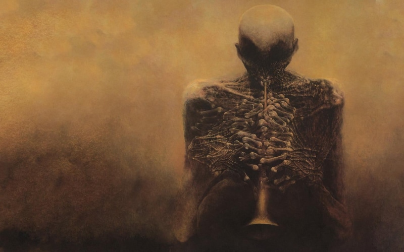 statue, representation, old, fingers, spooky, Zdzislaw beksinski, spirituality, skeleton, bones, horror, fear, digital composite, human representation