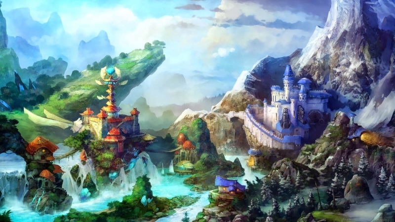 water, scenics - nature, outdoors, architecture, sky, fantasy city, nature, travel, 1080P, tranquility, day, cloud - sky, application, game
