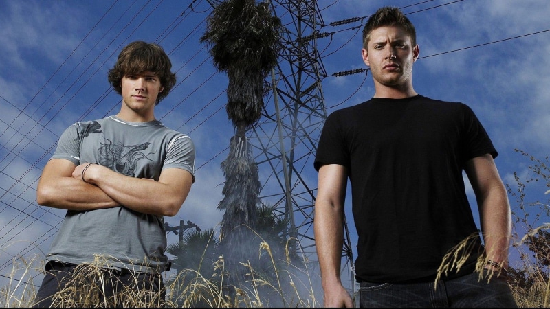 winchester, dean winchester, shirt, dean, jared padalecki, crew, men, sam winchester, 1920x1080, sam, supernatural, s, black, tv shows, 1080P, neck, jensen