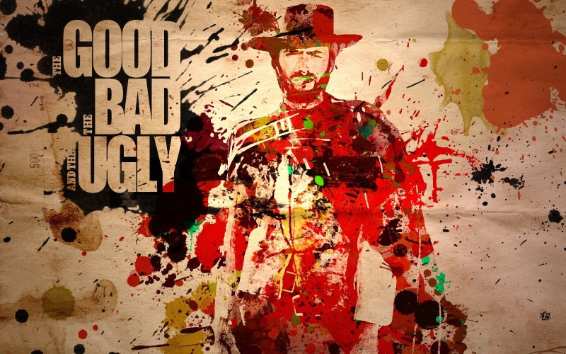 720P, Clint Eastwood, western, movies, paint splatter, The Good  The Bad and The Ugly