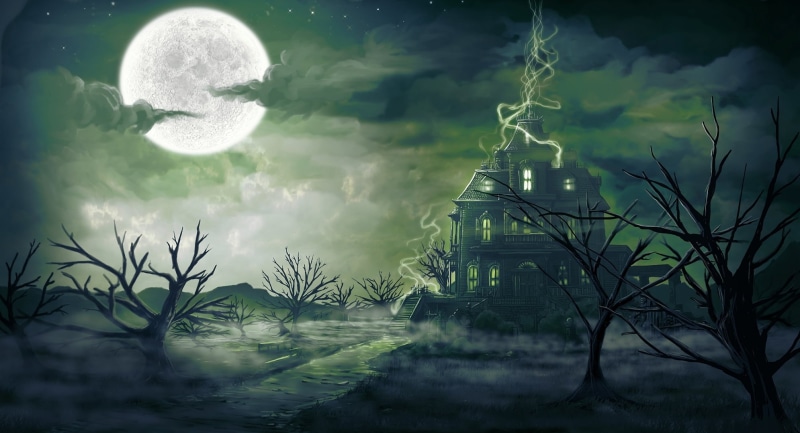 cemetery, trees, science, illustration, cloud - Sky, moonlight, spooky, backgrounds, blue, growth, fear, magic, digitalinkrod, power in nature, dark, the moon