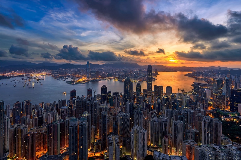 Hong Kong, 1080P, clouds, sunset, sunlight, cityscape, city, sky