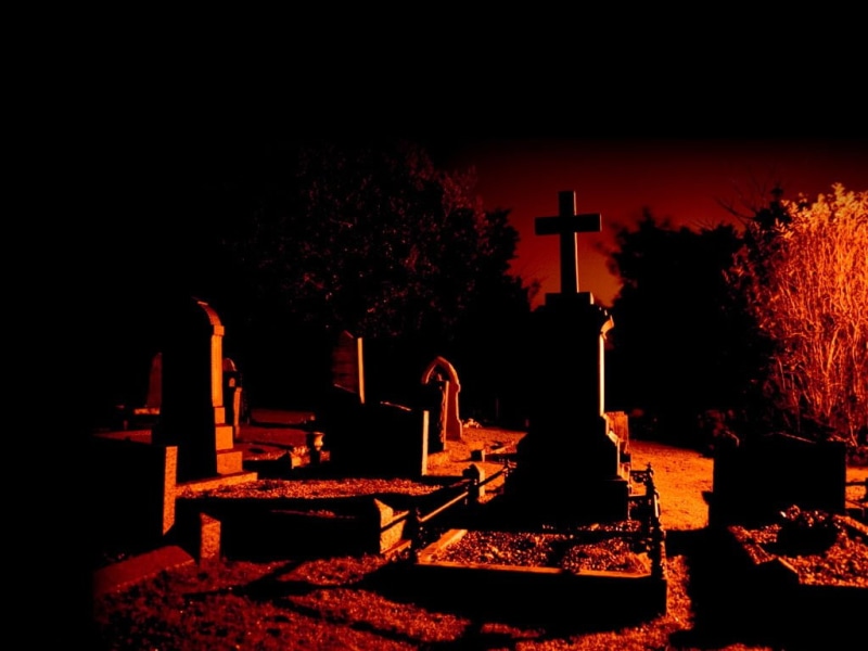 hd, art, coffins, cross, graveyard, Cemetery, photography, red sky, abstract, Dead, 480P