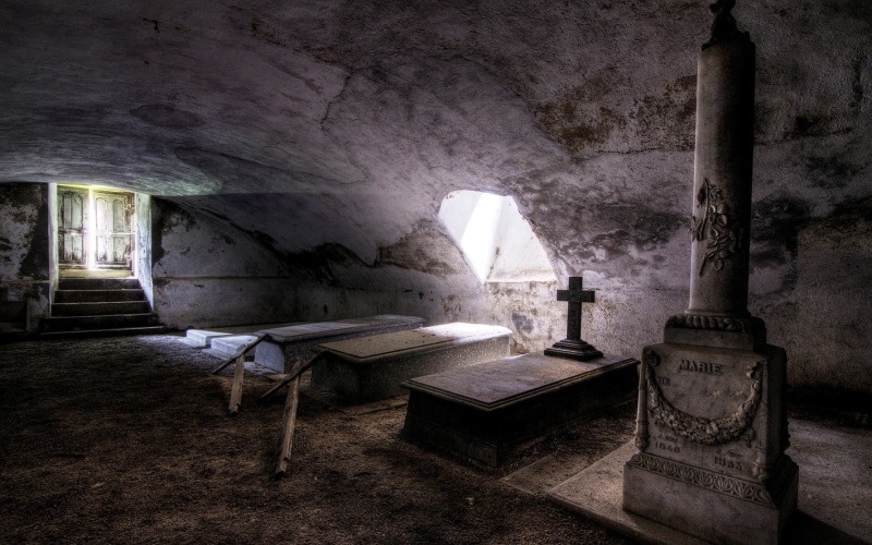 stairs, ancient, cross, abandoned, grave, HDR, tomb, sunlight, wall, door, 1080P, interior, stones