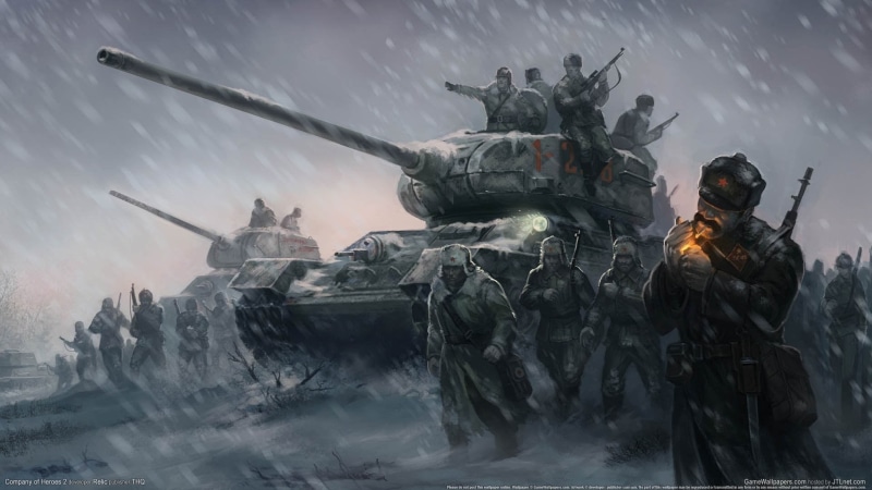 military, security, video games, splashing, sky, Company of Heroes 2, 1080P, T-34-85, heroes, company, cloud - sky, tank, nature, outdoors, red army, nautical vessel