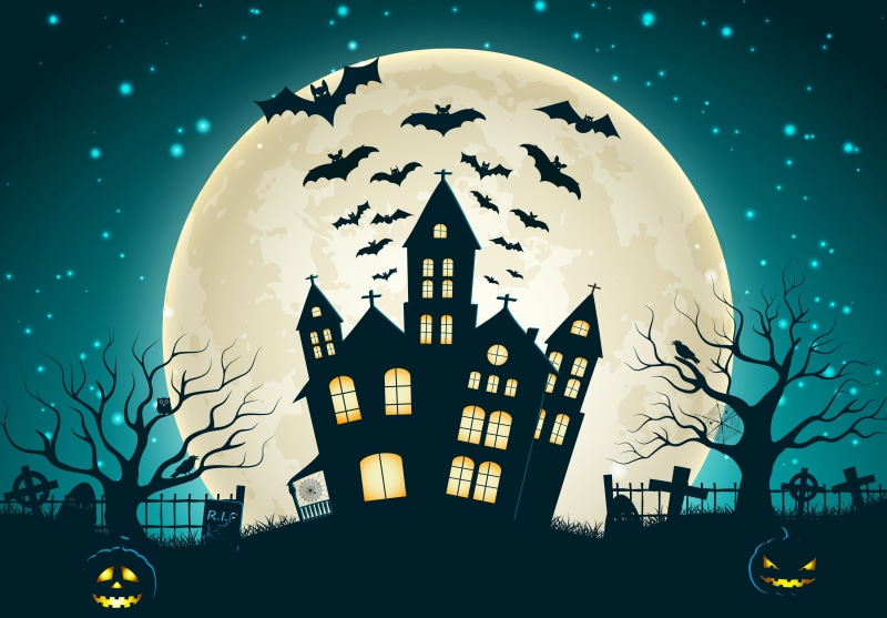 dark, holiday halloween, cemetery, winter, star - Space, illustration, house, low angle view, tomb, horror, christmas, tombstone, shock, spooky, fear, tree