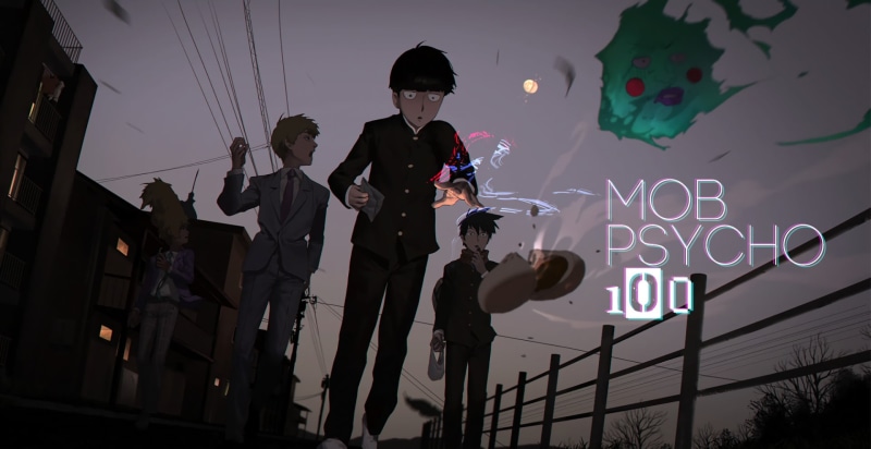 low angle view, Mob Psycho 100, lifestyles, architecture, young adult, young men, western script, three quarter length, communication, sky, people, women