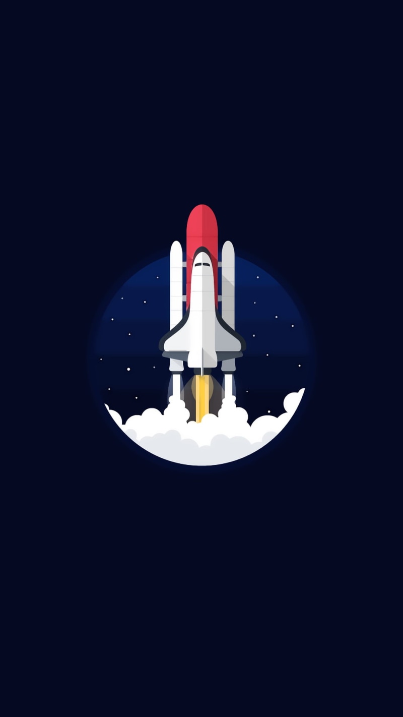 rocket, digital art, space shuttle, spaceship, portrait display, minimalism, blue background, simple background, 1080P