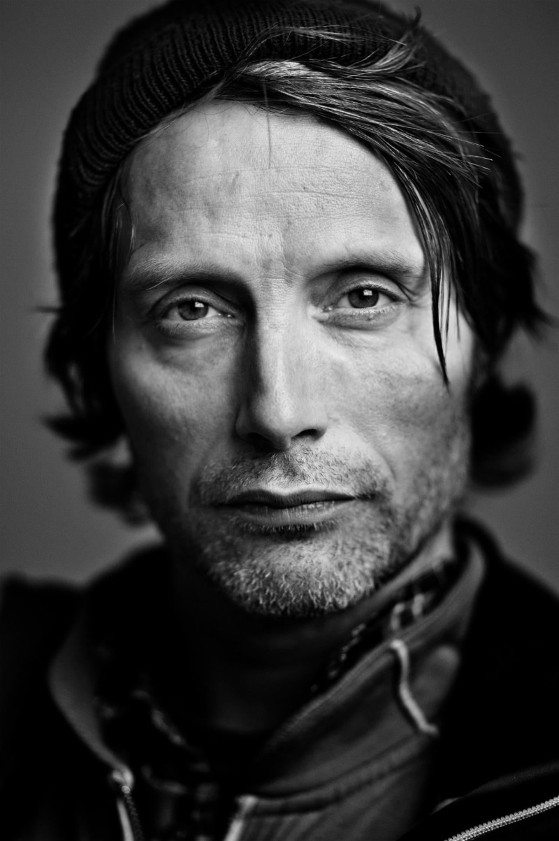 mikkelsen, looking at camera, front view, beards, portrait display, facial hair, confidence, hat, portrait, 1080P, studio shot, mature adult, social issues