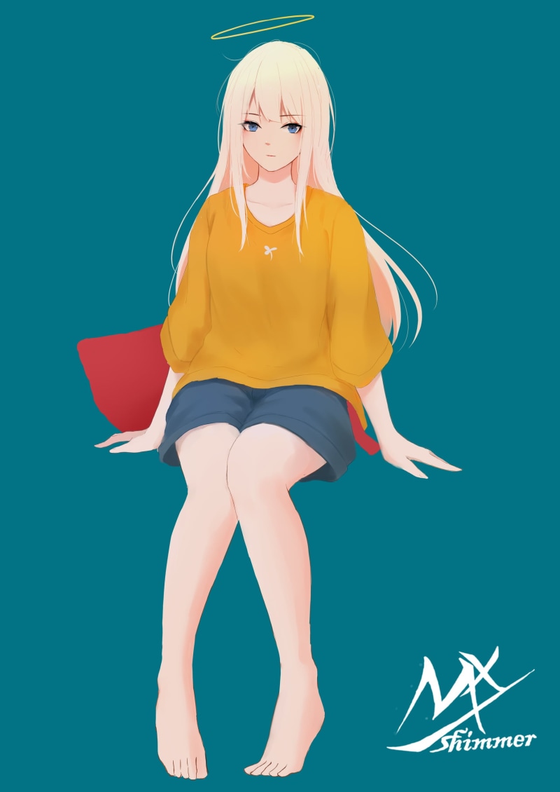original characters, simple background, anime girls, digital, angel, 1080P, anime, MX shimmer