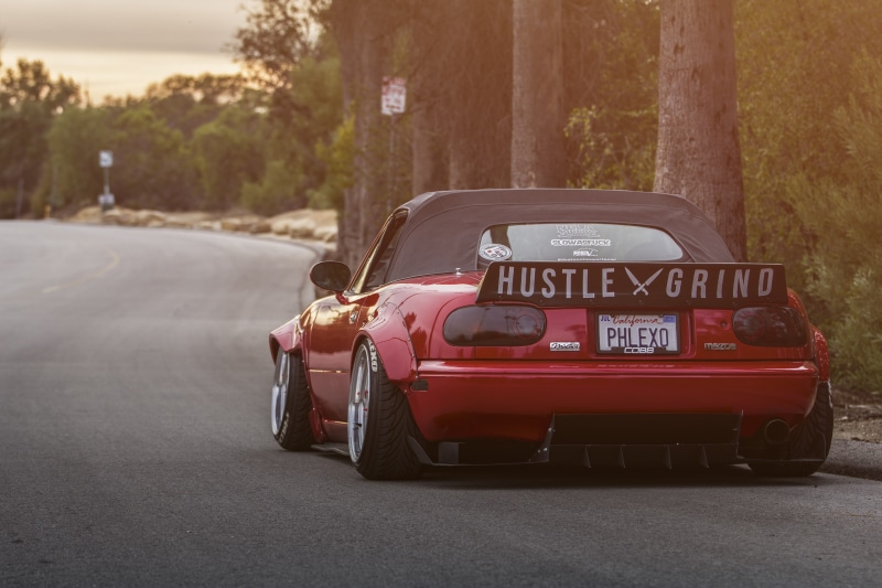 MX-5, Rocket Bunny, car, Mazda, red cars, mx5, miata, widebody, vehicle, Mazda MX-5, Los Angeles, 5K