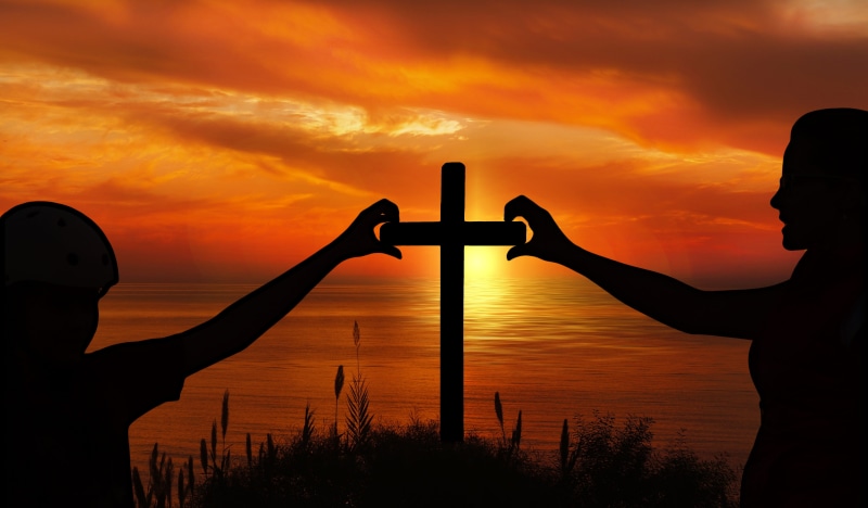 orange color, human arm, belief, mother, silhouette, morning light, christian, people, protestant, sky, catholic, person, outdoors, christianity, religion