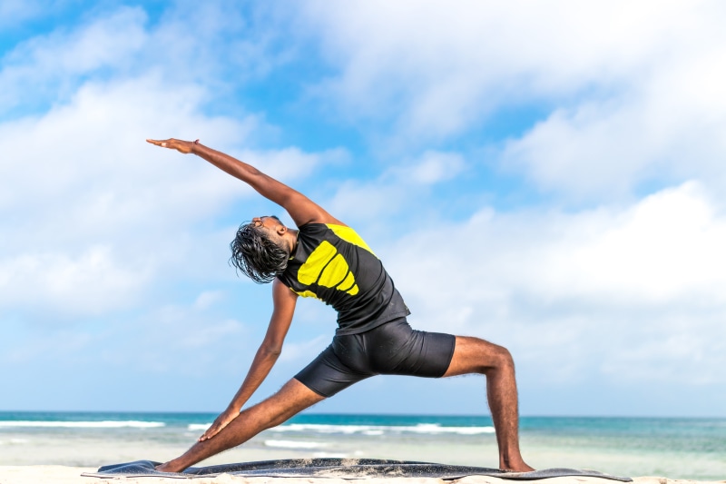 balance, zen, clouds, relaxation, workout, yoga, sky, sport, human arm, young adult, fitness, vacation, young, seashore, calm, beauty in nature, day, person